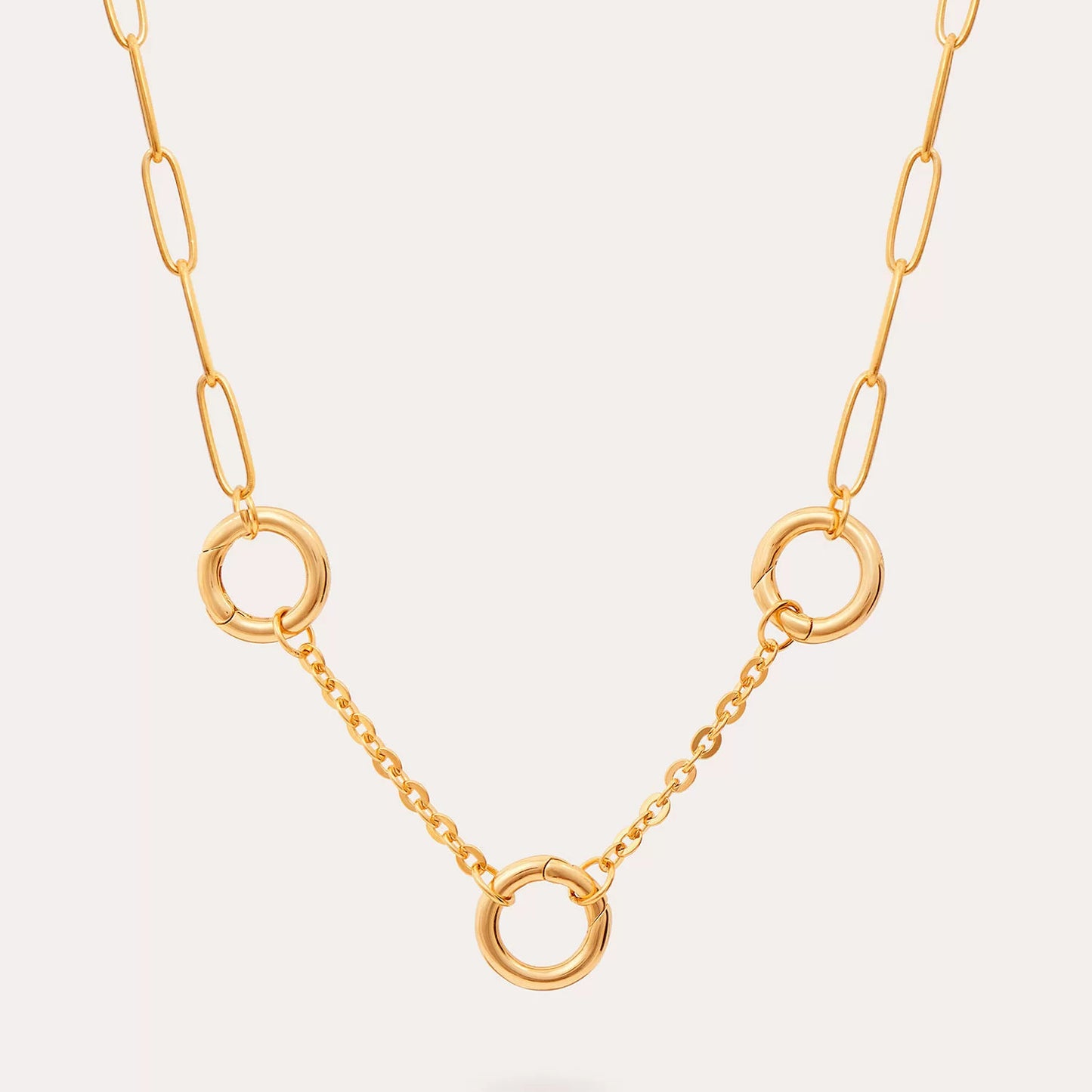 Minimalist 18K Gold Plated Brass Round Geometric Rhinestone Charm Bar for Women
