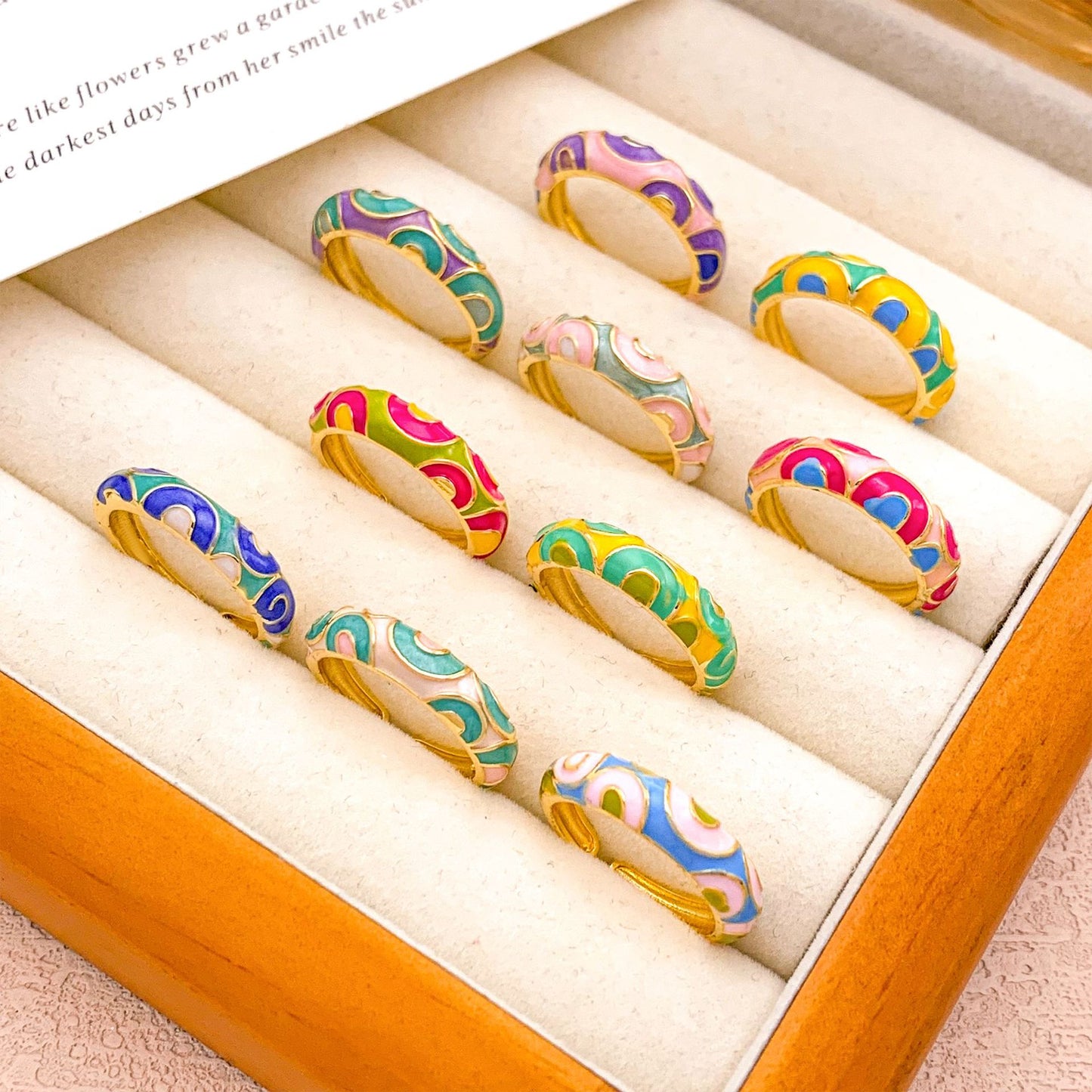 Anello in Lega Placcata Smaltata Etnica Vintage da Donna