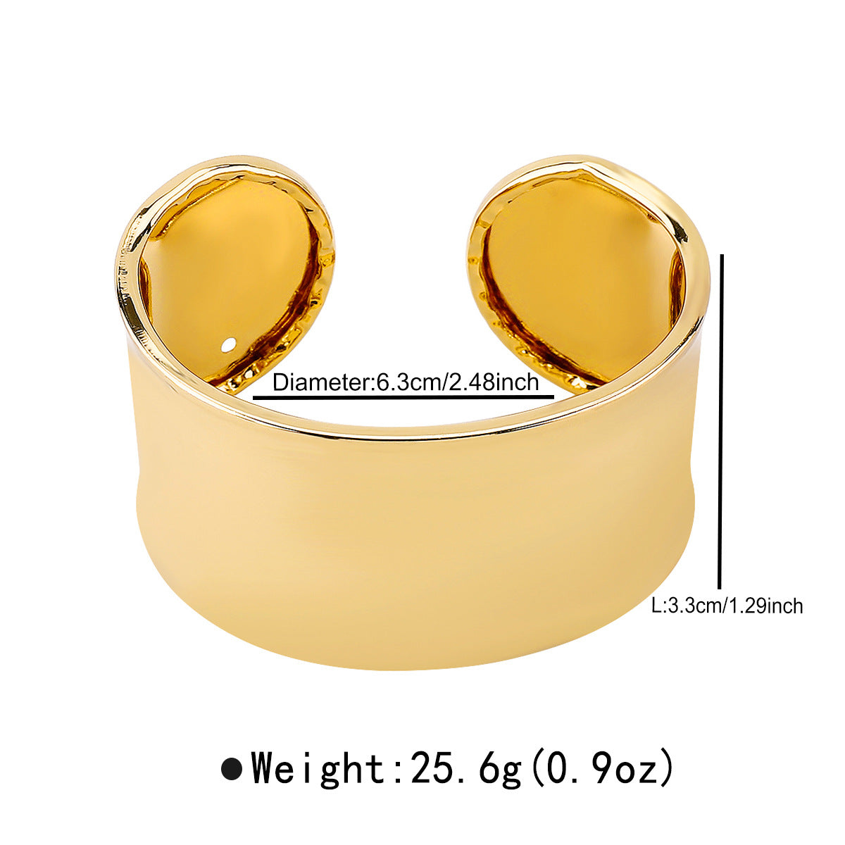 Brazalete de puño de metal pulido, geométrico y minimalista, con apertura ajustable para mujer