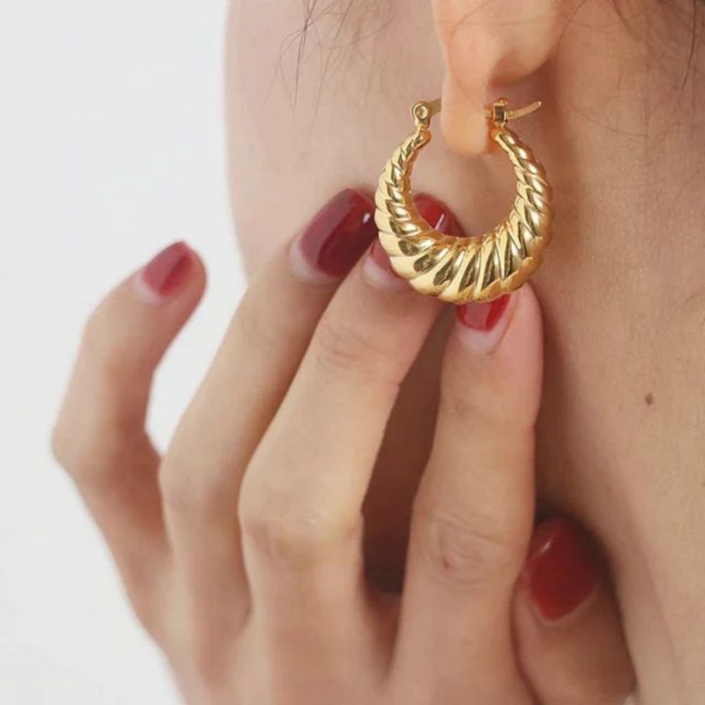 Pendientes de Acero Inoxidable Huecos Geométricos Minimalistas para Mujer con Acabado Chapado