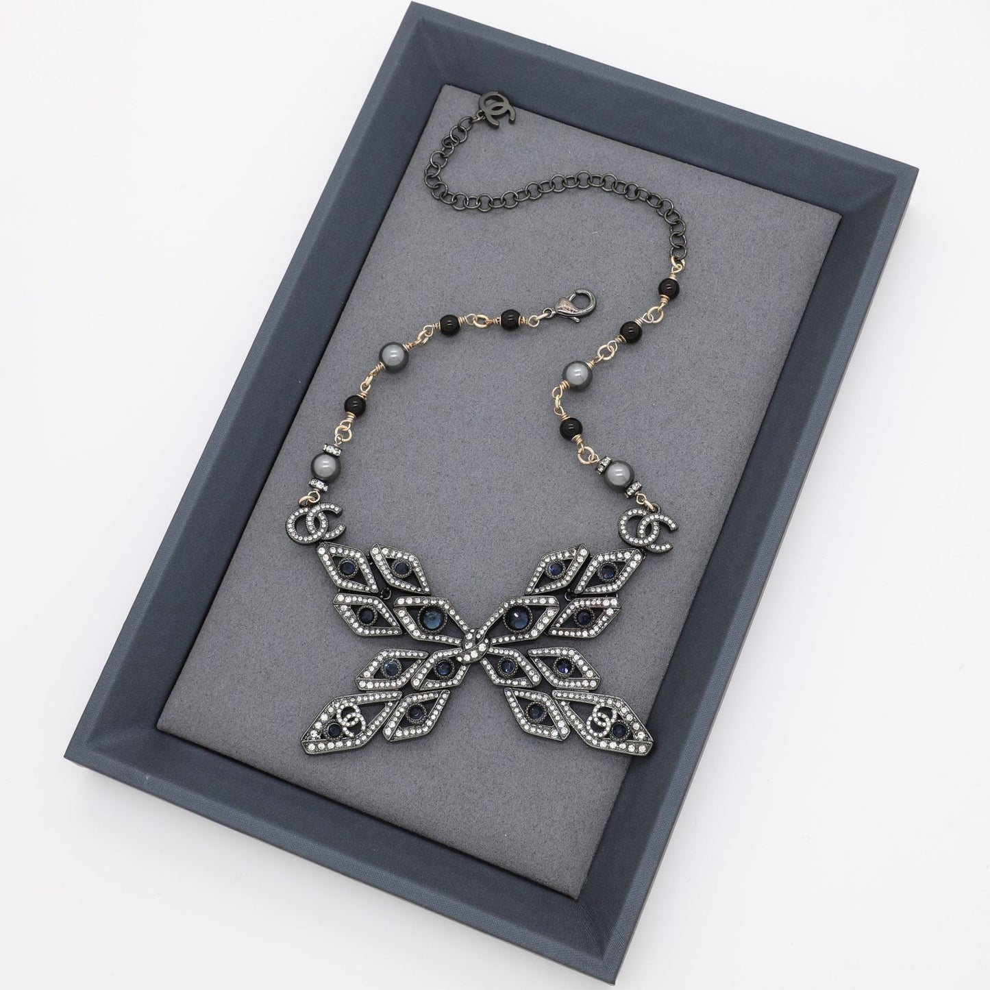 Vintage Gold Plated Brass Butterfly Necklace for Women