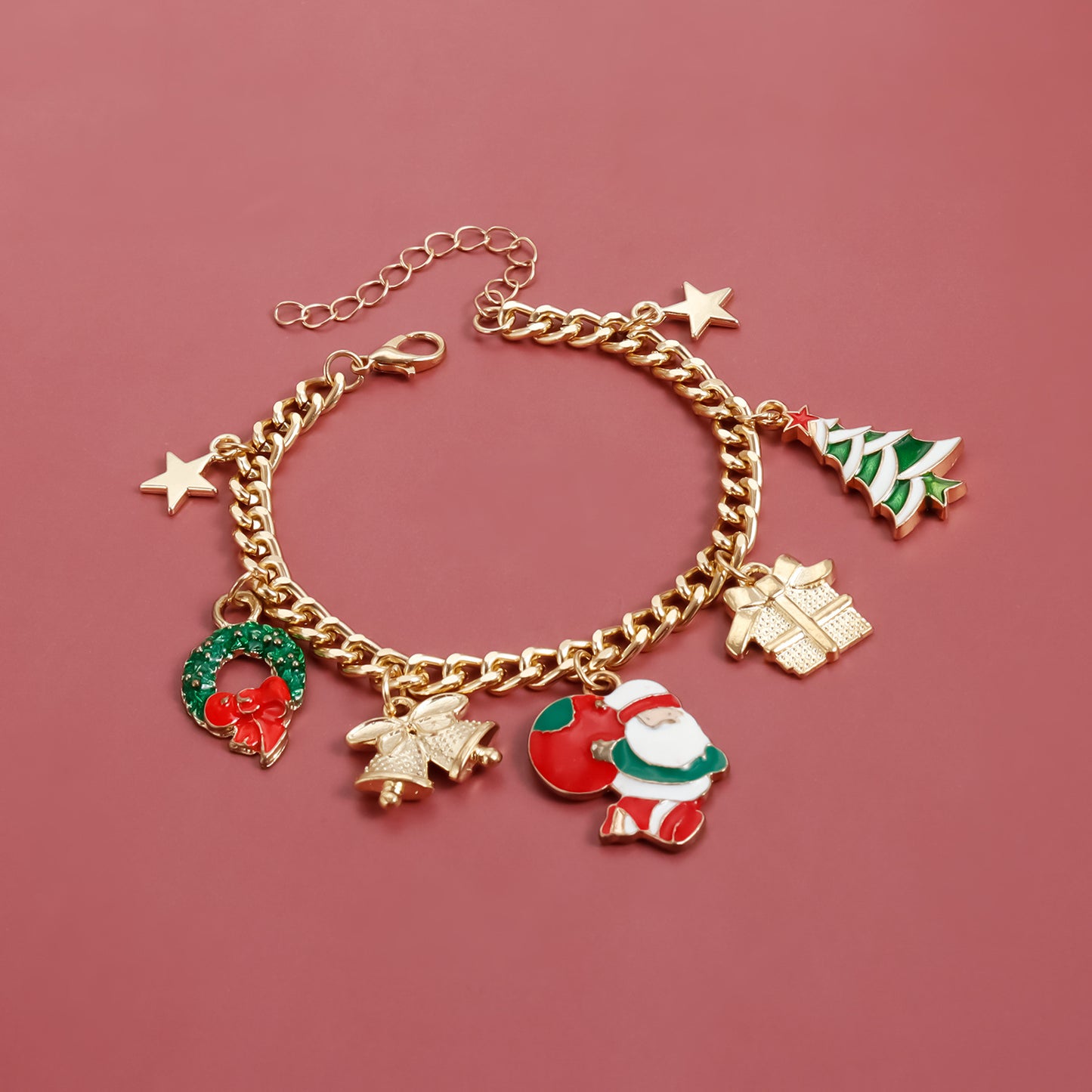Festive Christmas Santa Castle Pendant Necklace for Women Alloy Geometric Choker with Plated Finish for Holiday Party