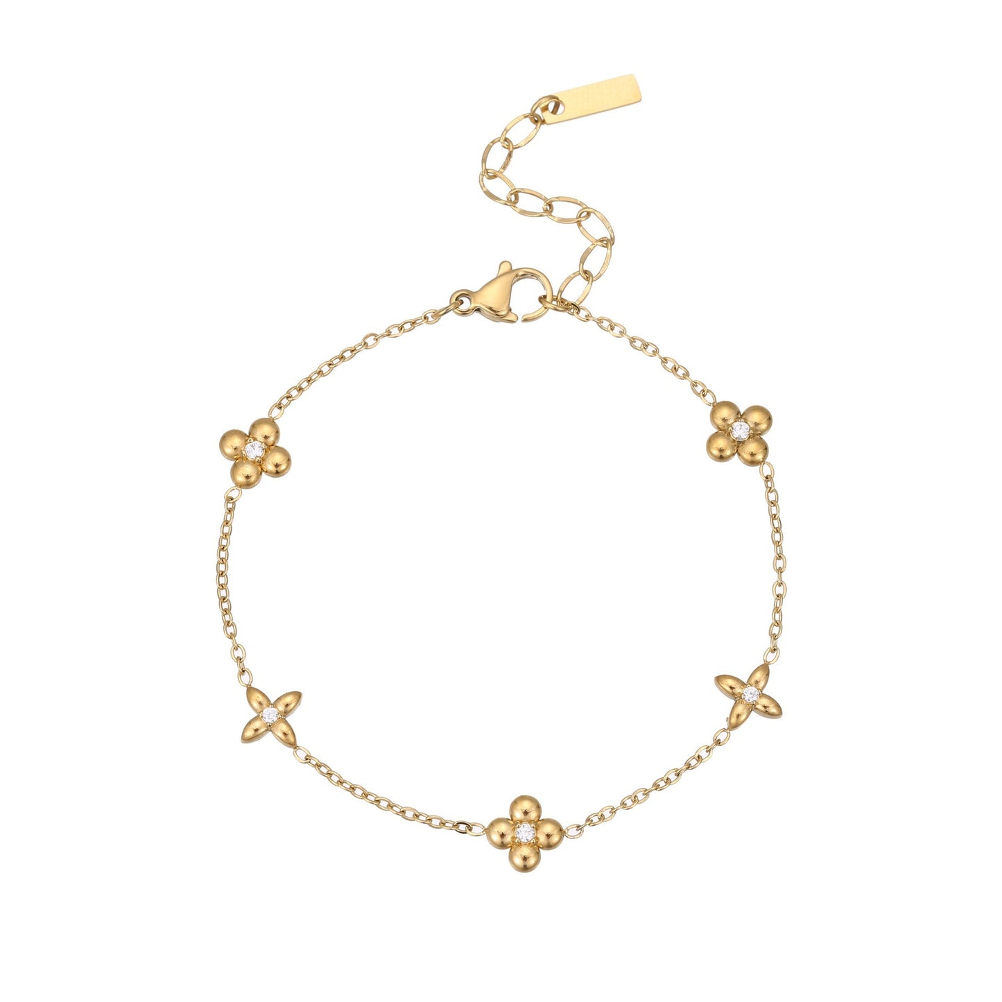 Fashionable Star-Shaped Titanium Steel Bracelet with 18K Gold Plating and Zircon Inlay for Women