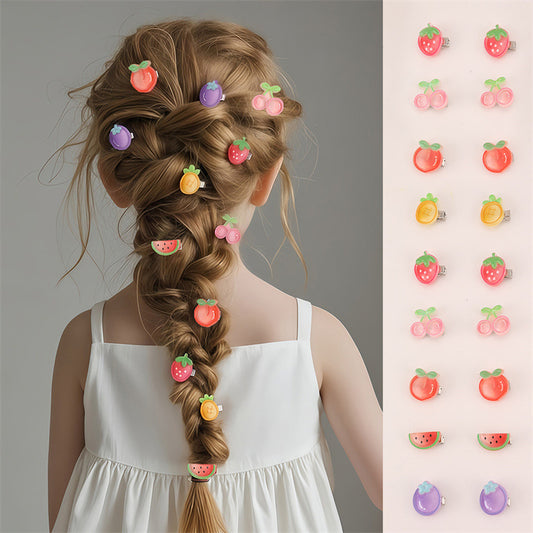 Handmade Strawberry Hair Clip with Bow Shape and Ruffled Texture for Girls, Plastic Resin Hair Accessory from Princess Collection