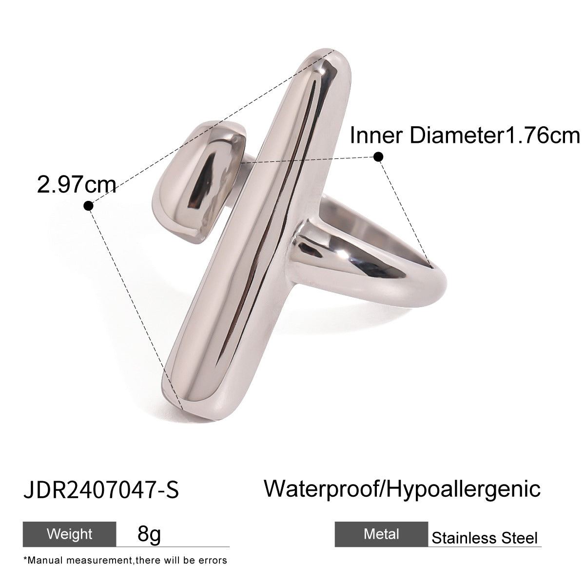 Geometric Plated Stainless Steel Ring for Women