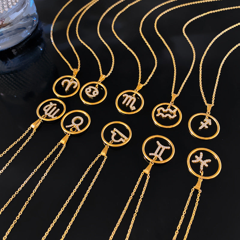 Sporty Sweet Gold Plated Titanium Steel Necklace with Brass Pendant for Unisex