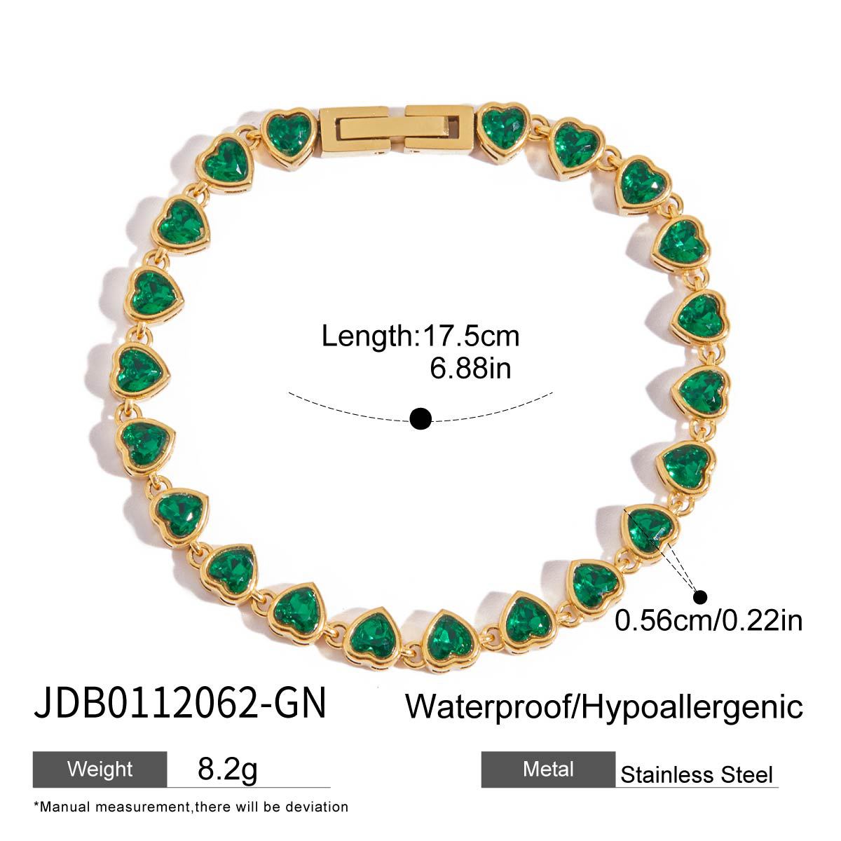 Bracciale minimalista a forma di cuore da donna in acciaio inossidabile placcato con zirconi, gioielli di lusso leggeri