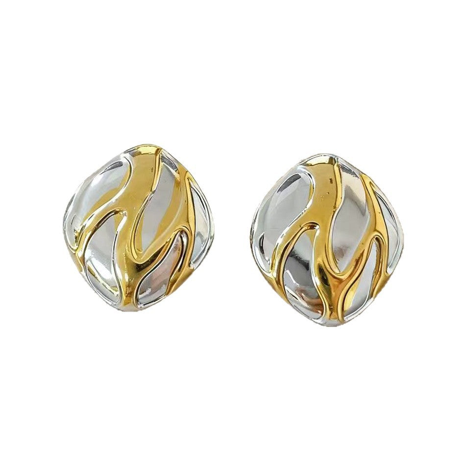 Luxury Elegant Geometric Striped Plated Stainless Steel Earrings