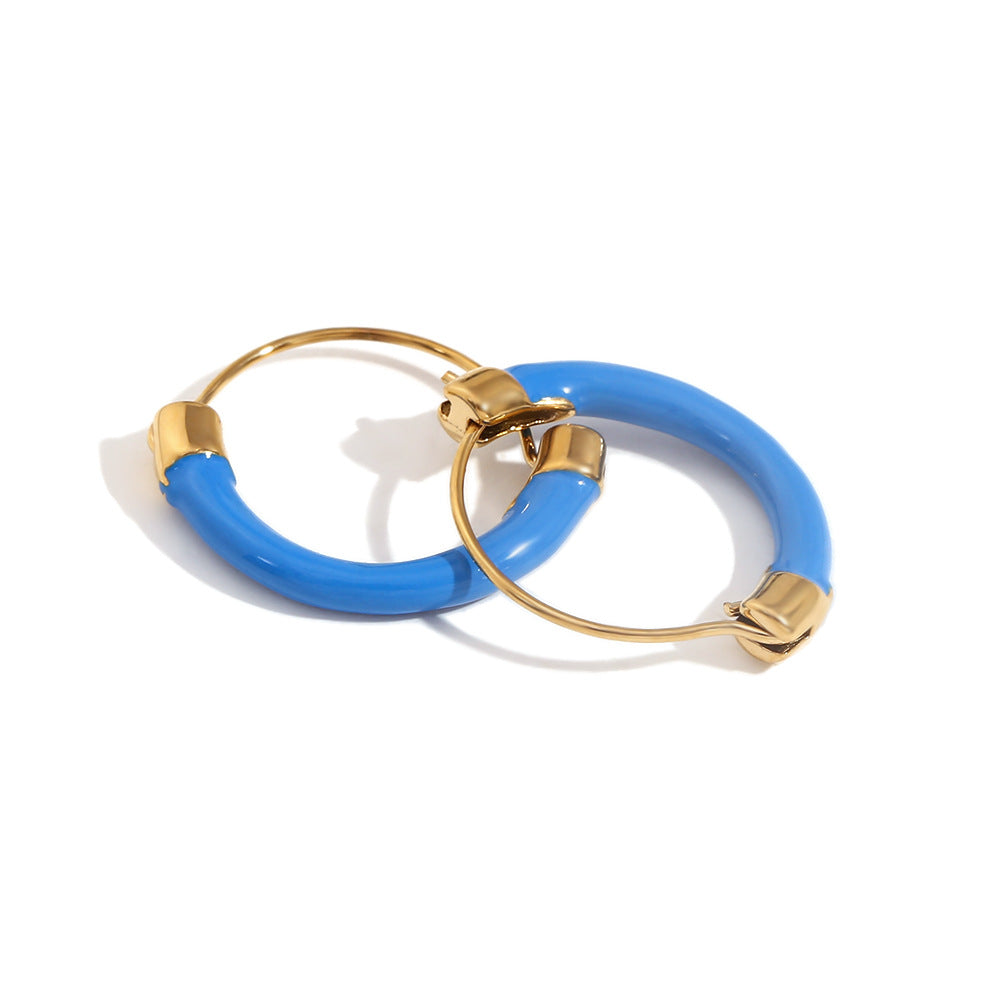 Geometric Fashion Ear Cuffs for Women Stainless Steel with 18K Gold Plating Enamel Finish