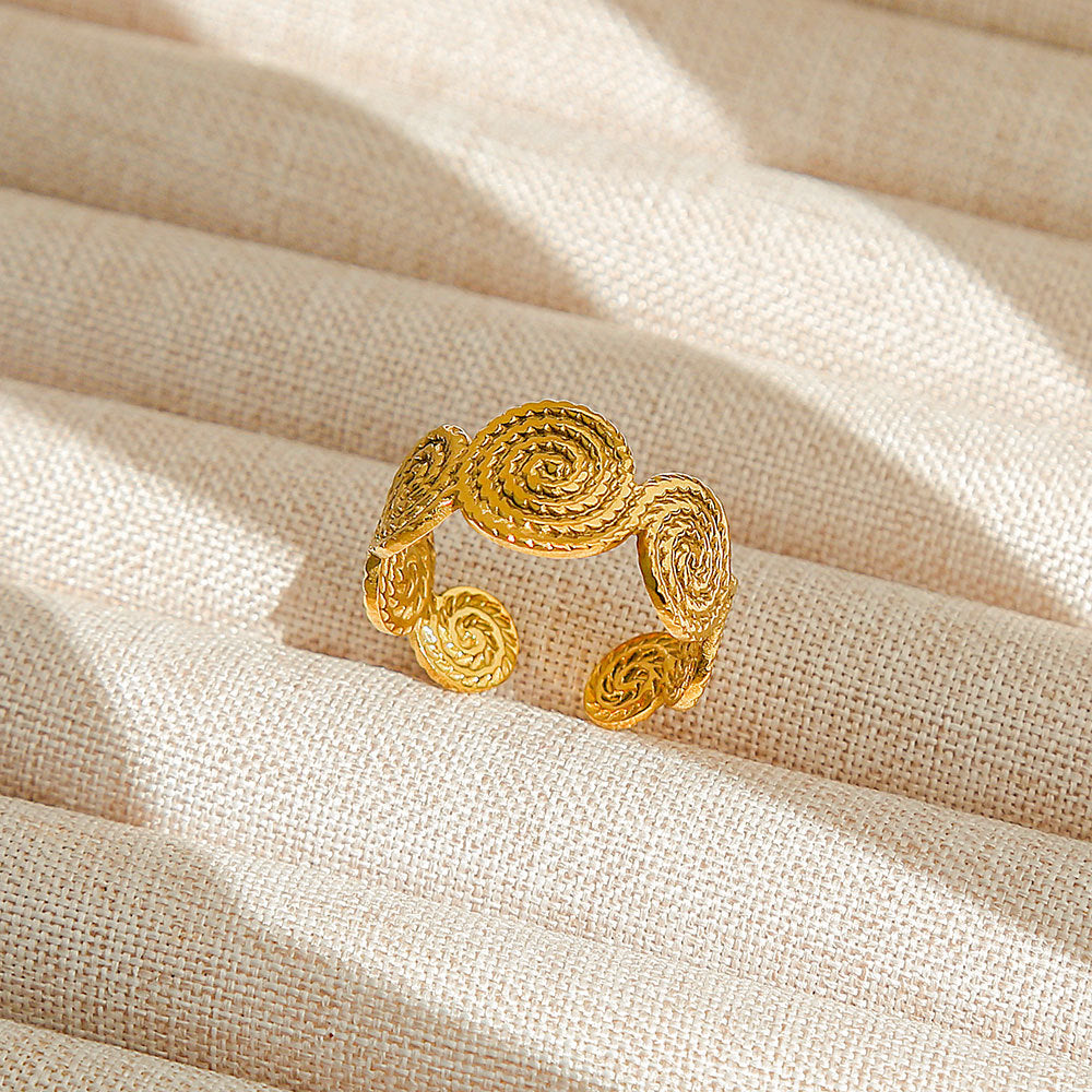 Anello regolabile in acciaio al titanio, stile hip hop geometrico, placcato per donna