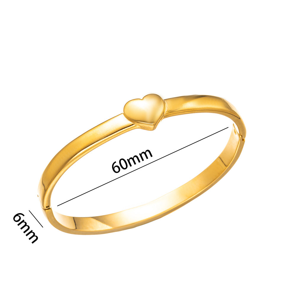 Bracciale Minimalista in Acciaio Inossidabile da Donna con Placcatura in Acciaio al Titanio e Intarsio di Strass a Forma Geometrica Ovale