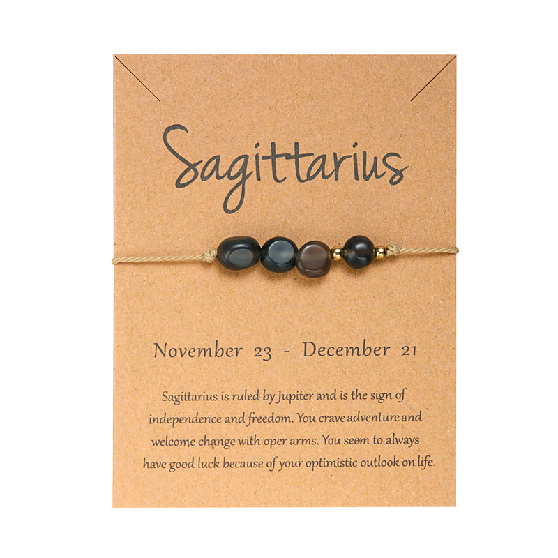 Pulsera de cuerda con cuentas de piedra natural para mujer, con elementos de constelación del zodiaco