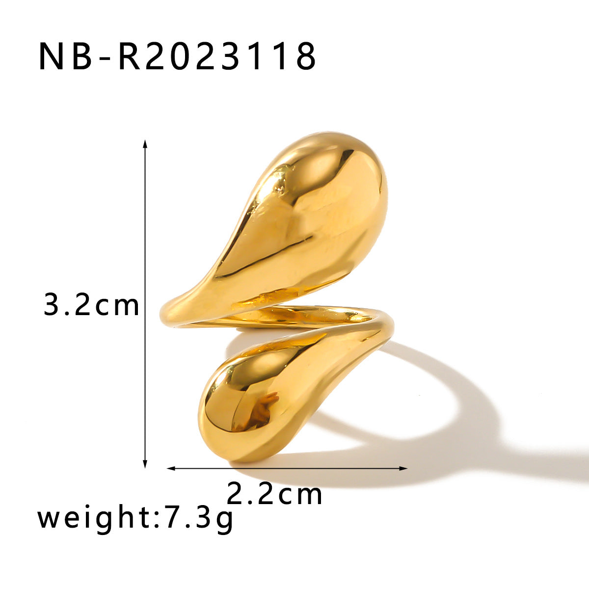 Anello Statement da Donna Minimalista a Cuore Irregolare in Acciaio al Titanio Placcato Oro