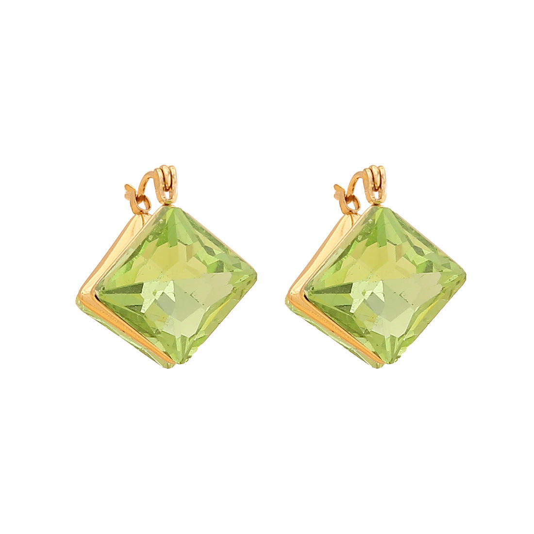 Geometric Square Double-Sided Stainless Steel Stud Earrings with Plating Finish for Women