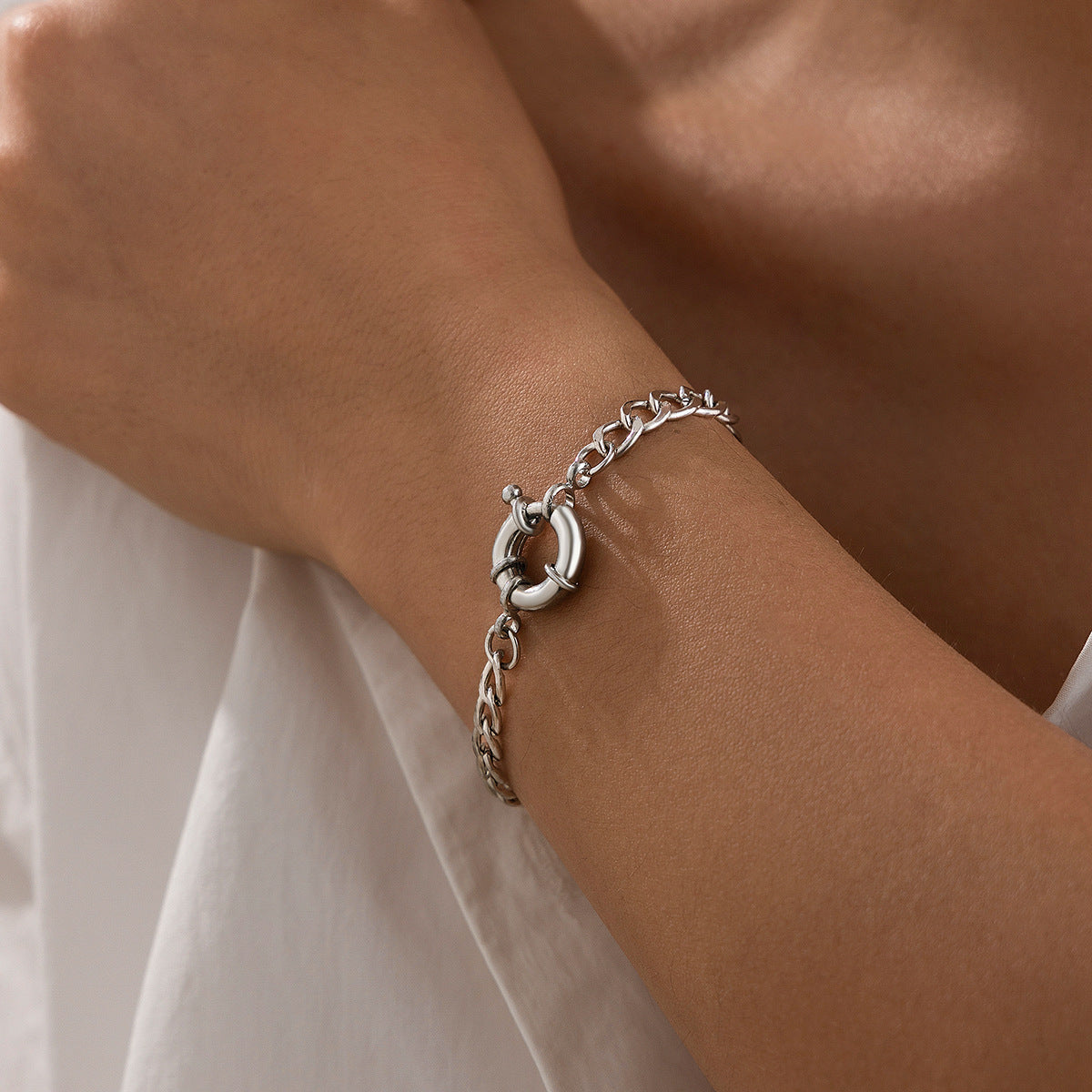 Punk Geometric Alloy Plated Bracelet for Women