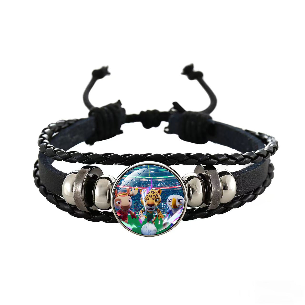 Unisex Cartoon Geometric Leather Bracelet Adjustable Wristband