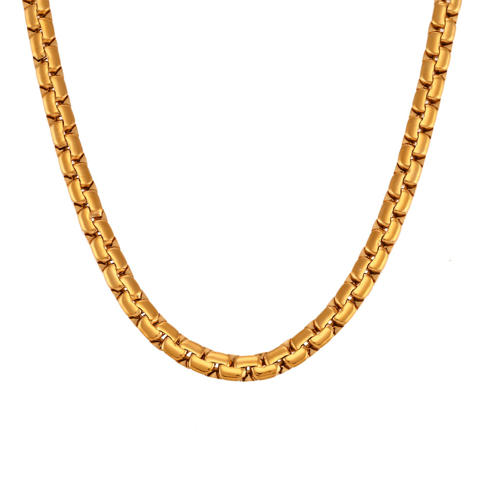 Collana da donna a clavicola in acciaio inossidabile con finitura placcata, dal design geometrico minimalista retrò