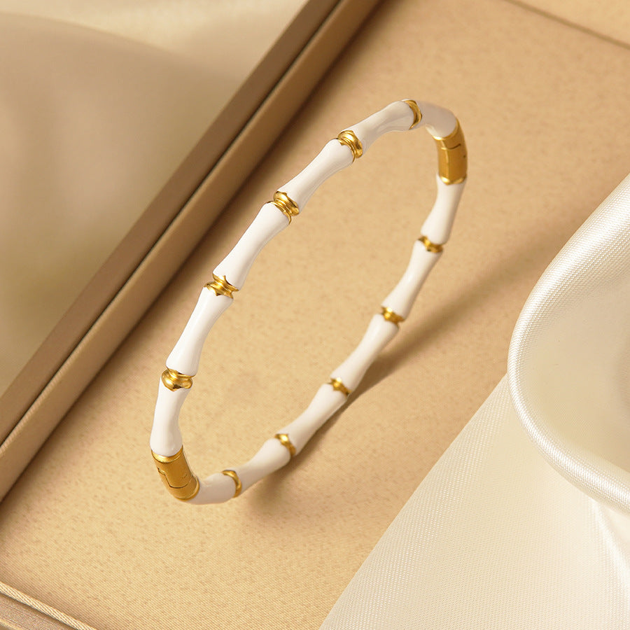 Bracciale minimalista colorato a goccia d'olio geometrico in acciaio inossidabile di bambù
