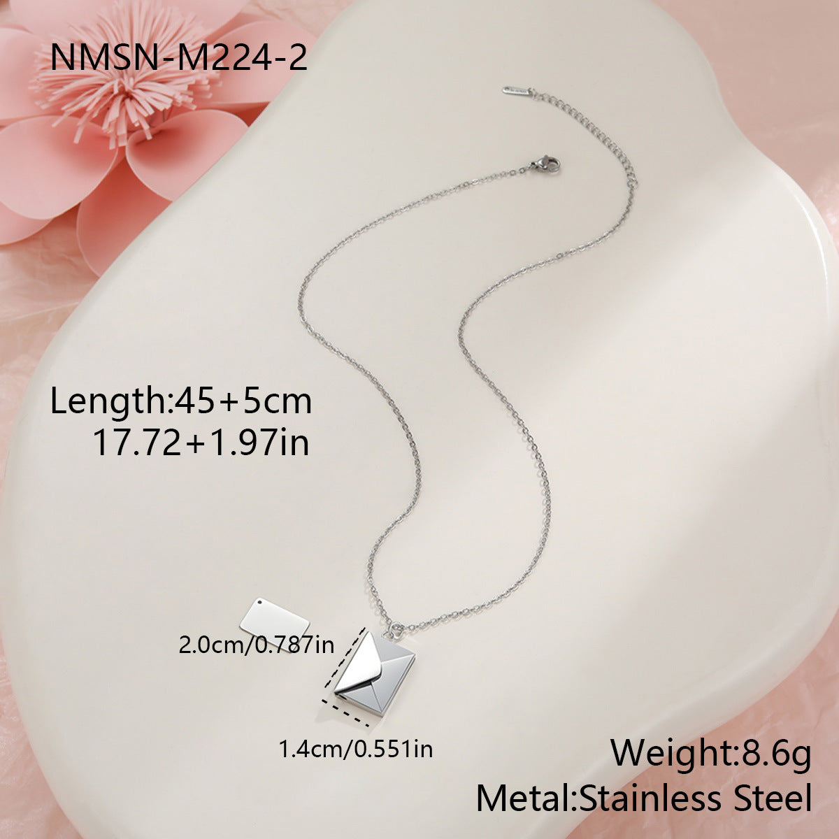 Elegante collana da donna in acciaio inossidabile placcato oro 18 carati con ciondolo a forma di busta a cuore fai da te