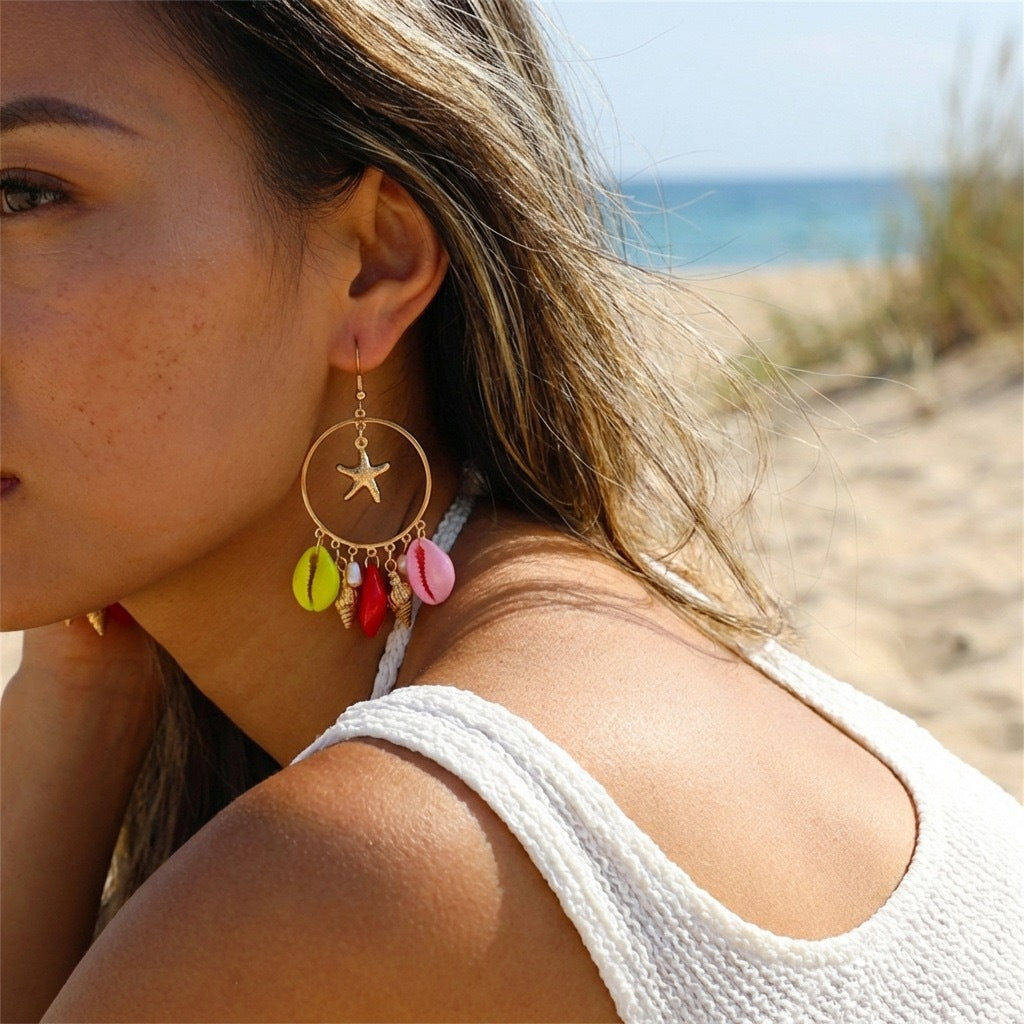 Sweet Geometric Starfish Alloy Plated Earrings
