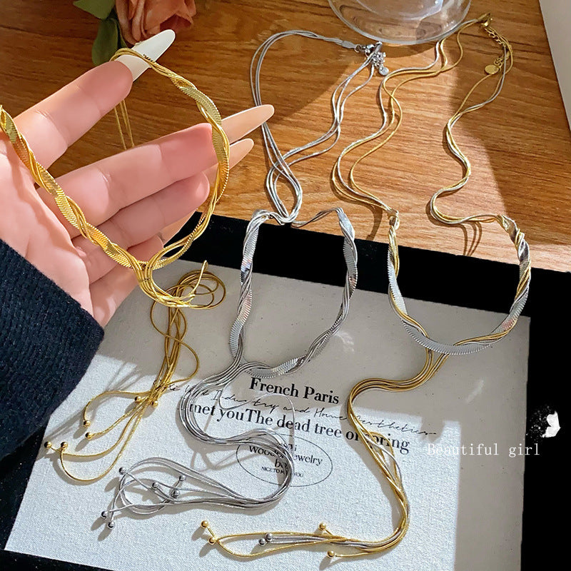Sporty Casual Gold Plated Titanium Steel Necklace for Unisex