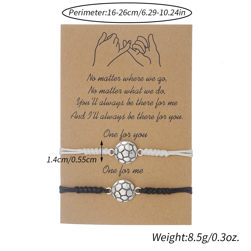 Unisex Geometric Round Alloy Braided Bracelet with Volleyball Baseball Football Basketball Soccer Design