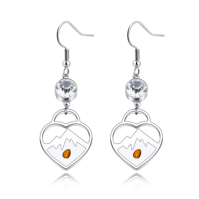 Pendientes de acero inoxidable en forma de corazón con acabado chapado para mujer, joyería de abalorios