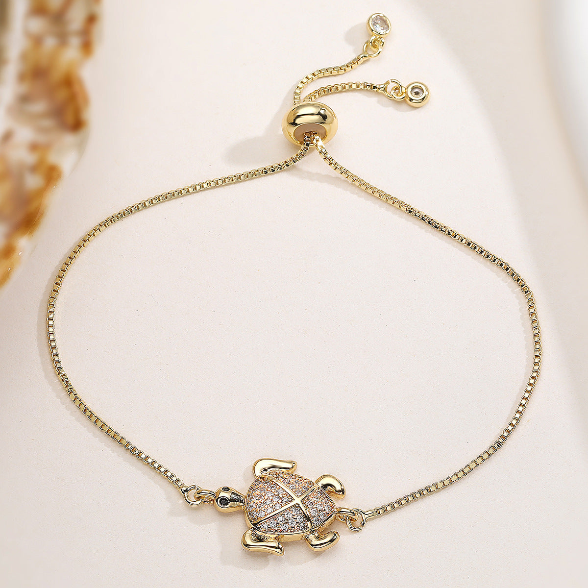 Minimalist 18K Gold Plated Brass Cubic Zirconia Animal Bracelet for Women