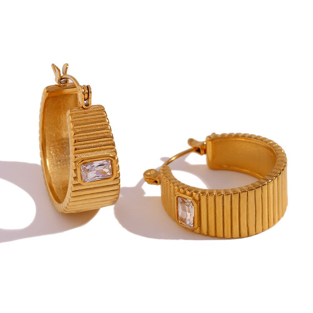 Vintage-Inspired Geometric U-Shaped Titanium Steel Earrings for Women with 18K Gold Plating