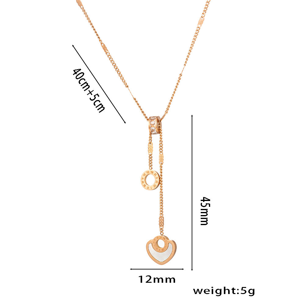 Collar minimalista de acero de titanio chapado en oro de 18 quilates con colgante de nácar en forma de corazón para mujer