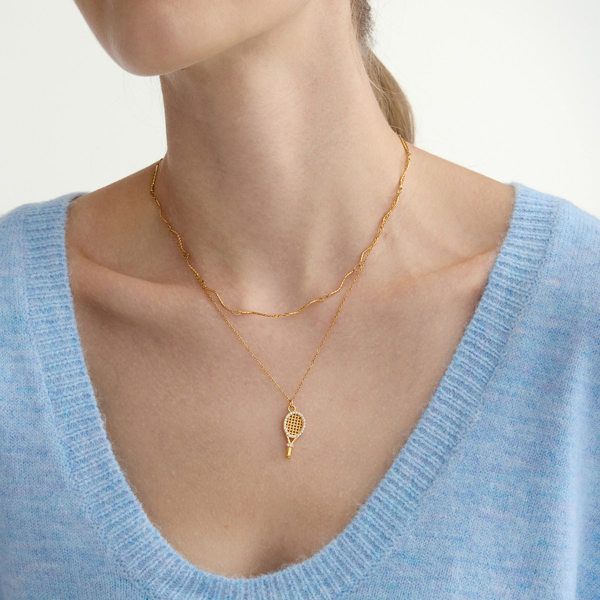 Collana con Pendente a Cuore Minimalista in Acciaio al Titanio con Finitura Galvanizzata da Donna, Catena a Clavicola in Acciaio Inossidabile