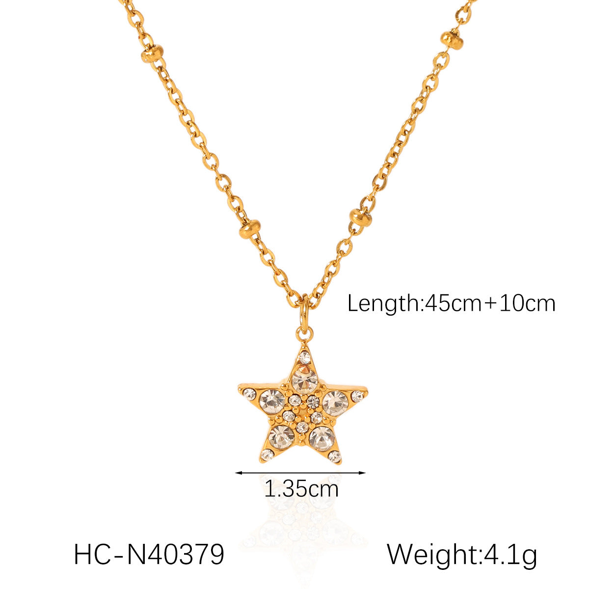 Collana Minimalista da Donna in Acciaio Inossidabile a Forma di Stella con Ciondolo in Acciaio al Titanio e Finitura Placcata