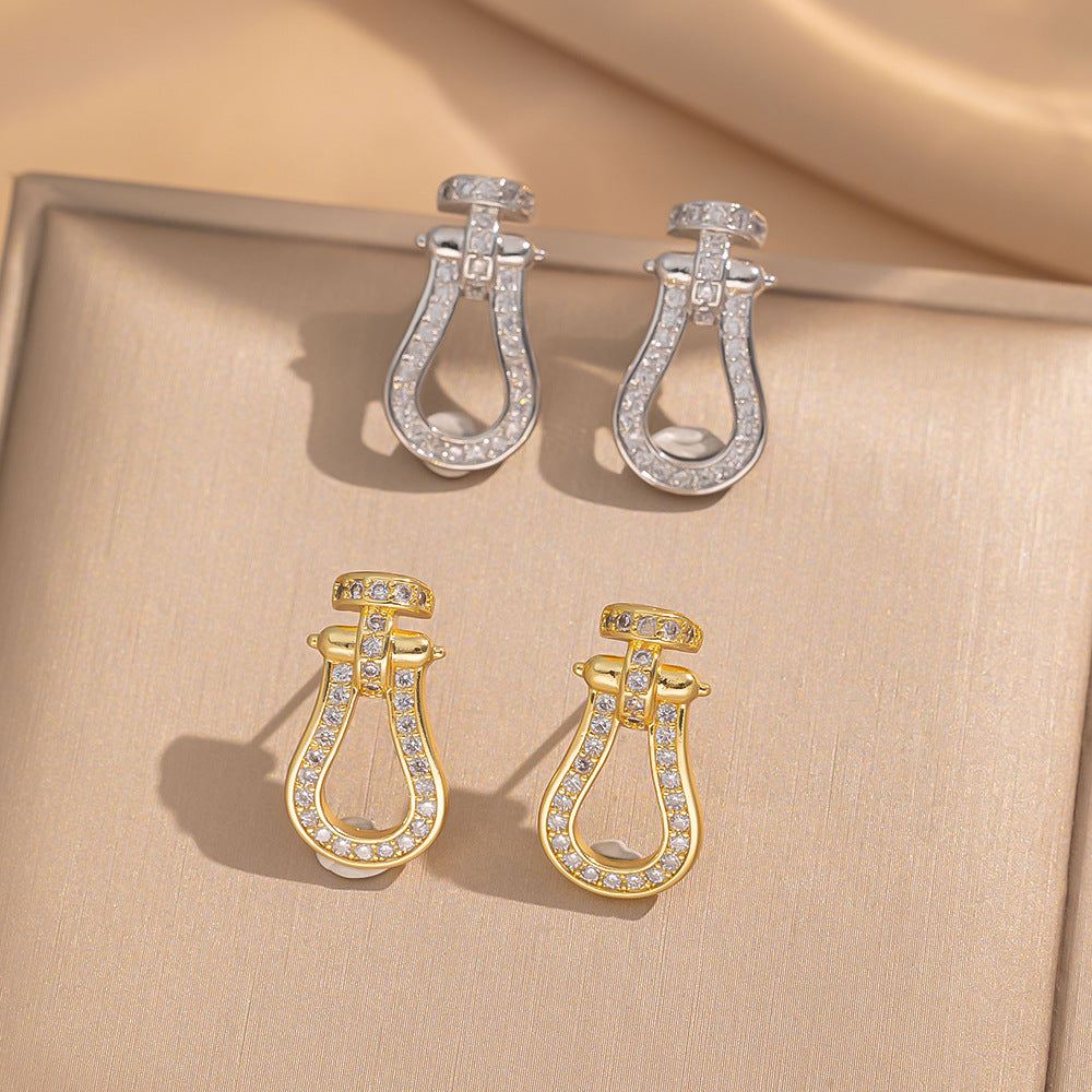 Minimalist Modern Geometric Bowknot Titanium Steel Stud Earrings with Gold Plating for Women