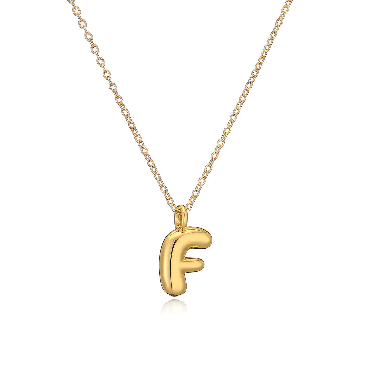 Minimalist Letter-Shaped Copper Pendant Necklace with Real Gold Plating for Women