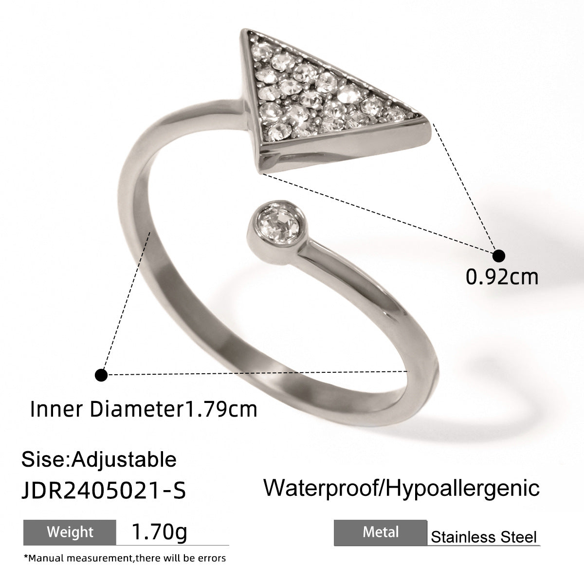 Luxury Geometric Letter Stainless Steel Ring PVD Gold Plated for Women