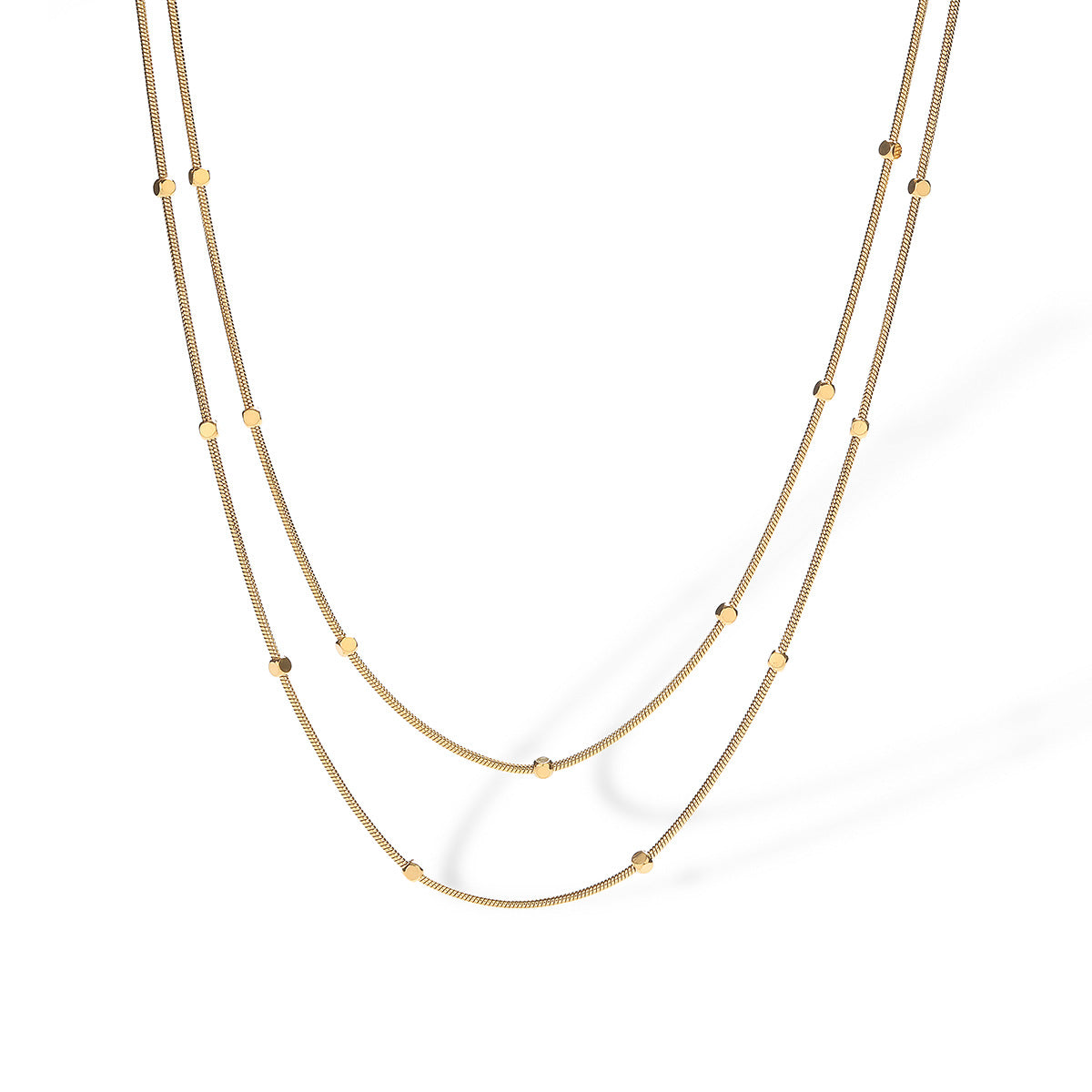 Collana Minimalista Geometrica in Acciaio Titanio da Donna con Design a Forma Irregolare, Catena a Doppia Strato per Clavicola