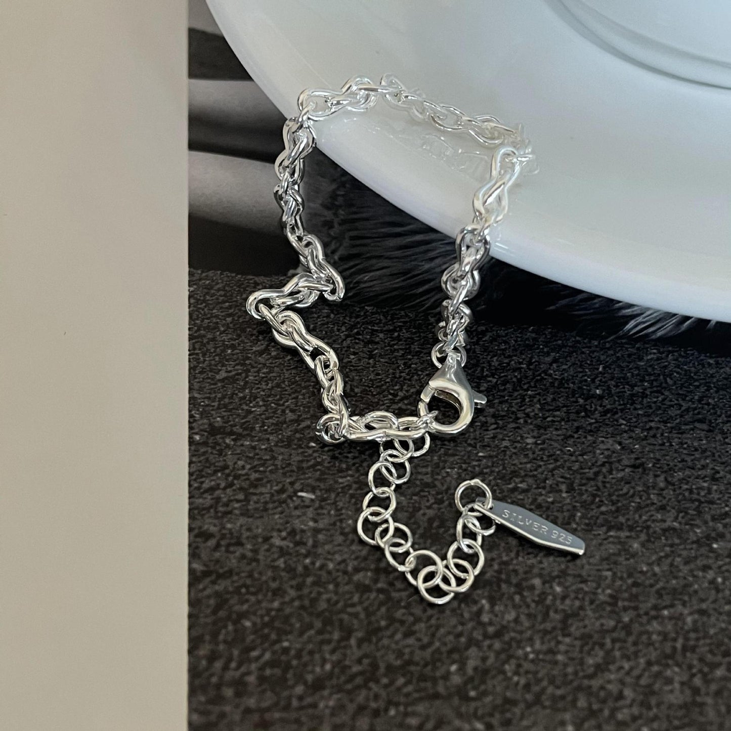 Minimalist 925 Sterling Silver Geometric Square Handmade Bracelet
