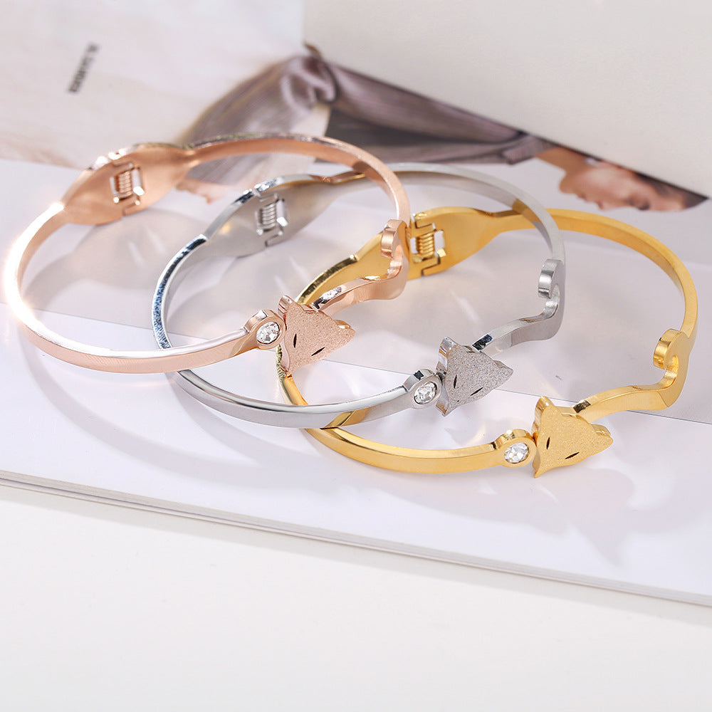 Matte Fox Geometric Titanium Steel Cuff Bracelet