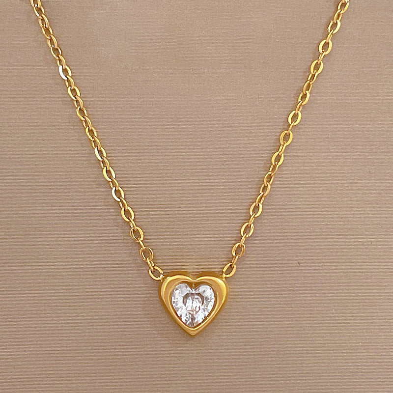 Minimalist Titanium Steel Heart Pendant Necklace for Women and Men — Geometric Locket Chain with Plated Finish