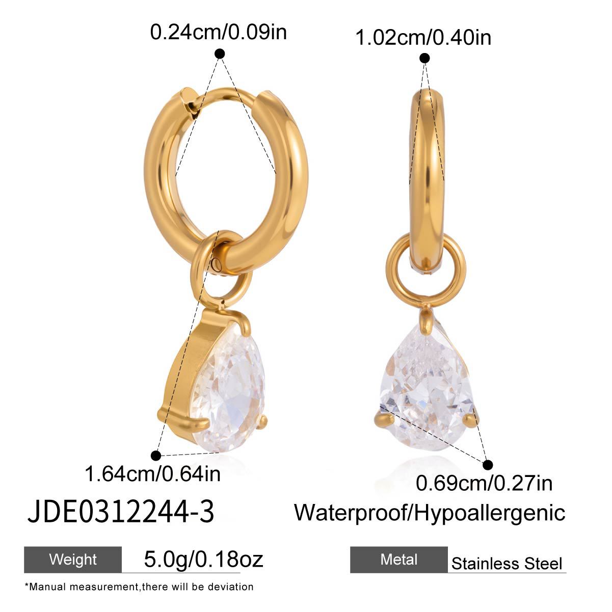 Minimalist Geometric Triangle Stainless Steel Plated Cubic Zirconia Hoop Earrings for Women