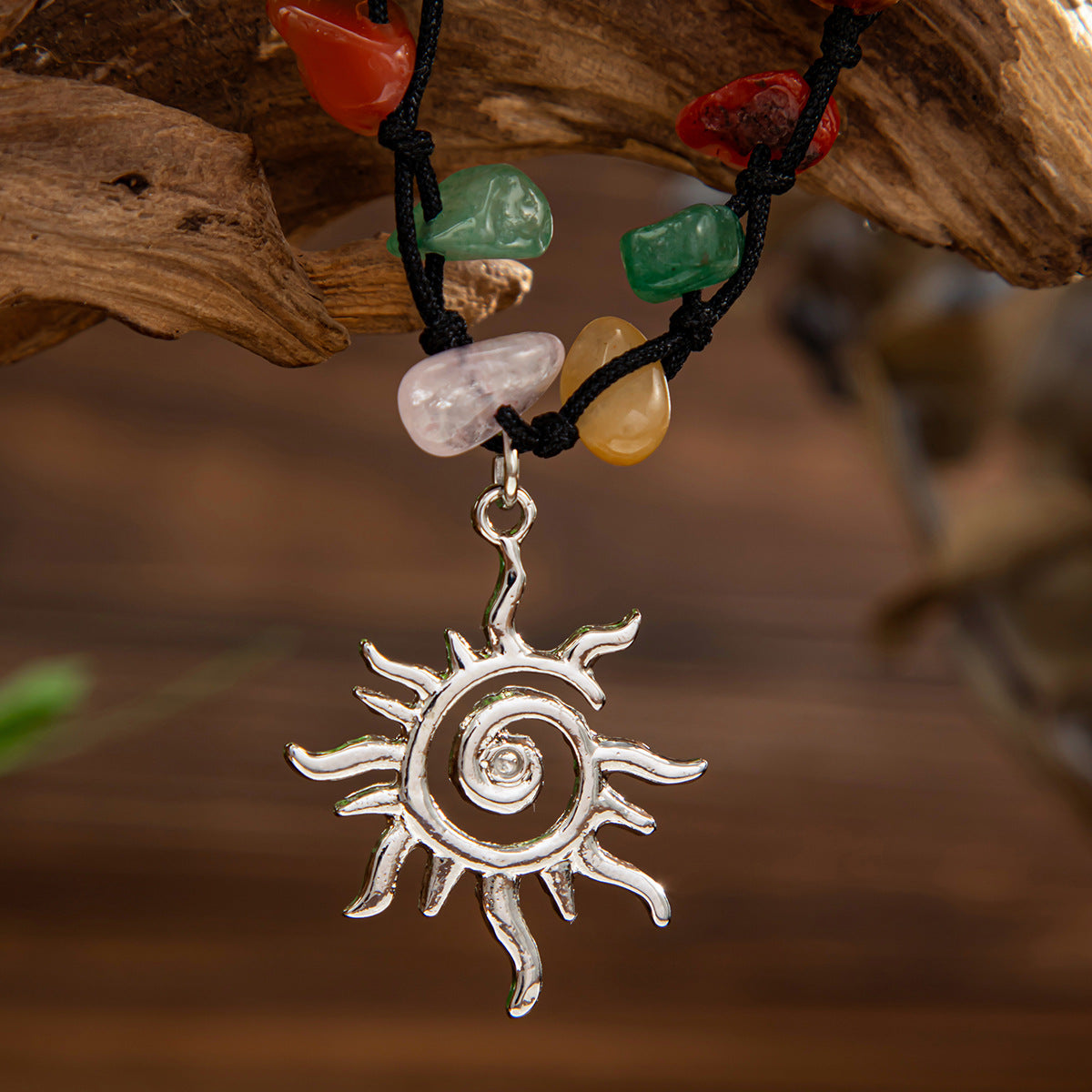 Rustic Floral Star-Shaped Alloy Bracelet for Women with Adjustable Drawstring and Beaded Design