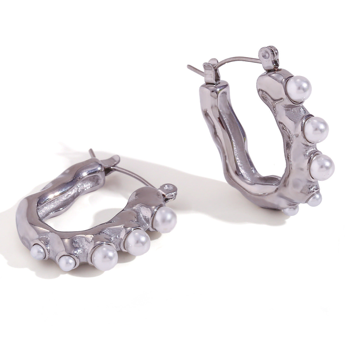 Minimalist U-Shaped Stainless Steel Hoop Earrings for Women with 18K Gold Plating