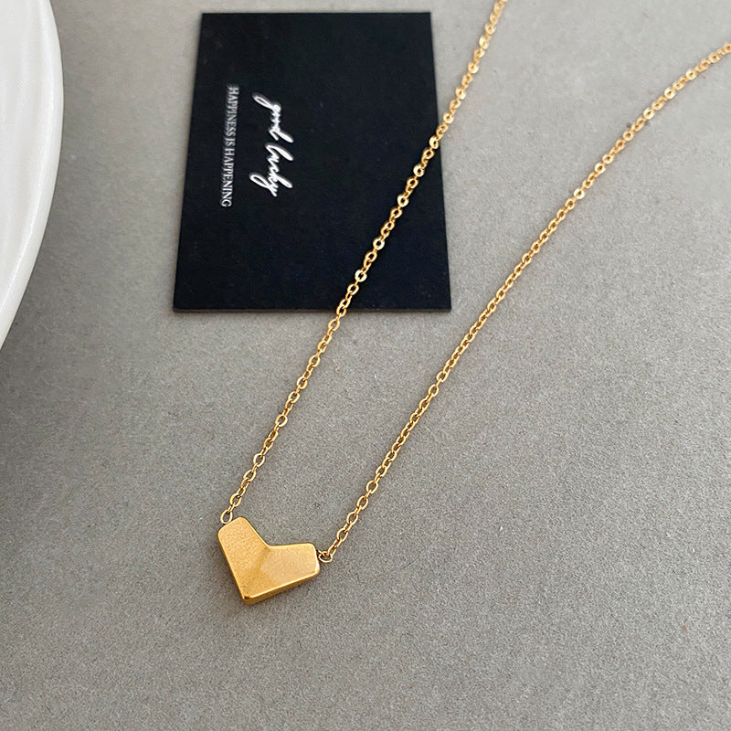 Minimalist 3D Heart Paper Airplane Titanium Steel Necklace for Women and Men