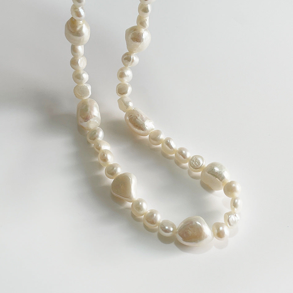 Minimalist 925 Sterling Silver Gold Plated Geometric Pearl Necklace