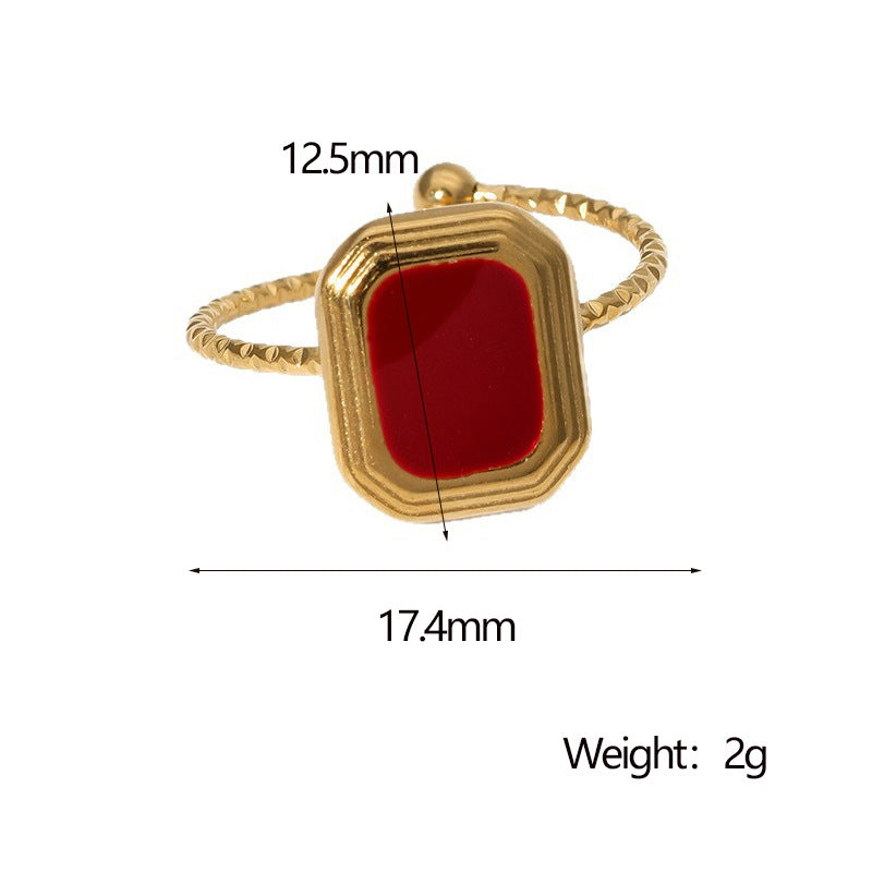 Minimalist Square Stainless Steel Ring with Plating Finish for Women Geometric Fashion Accessory