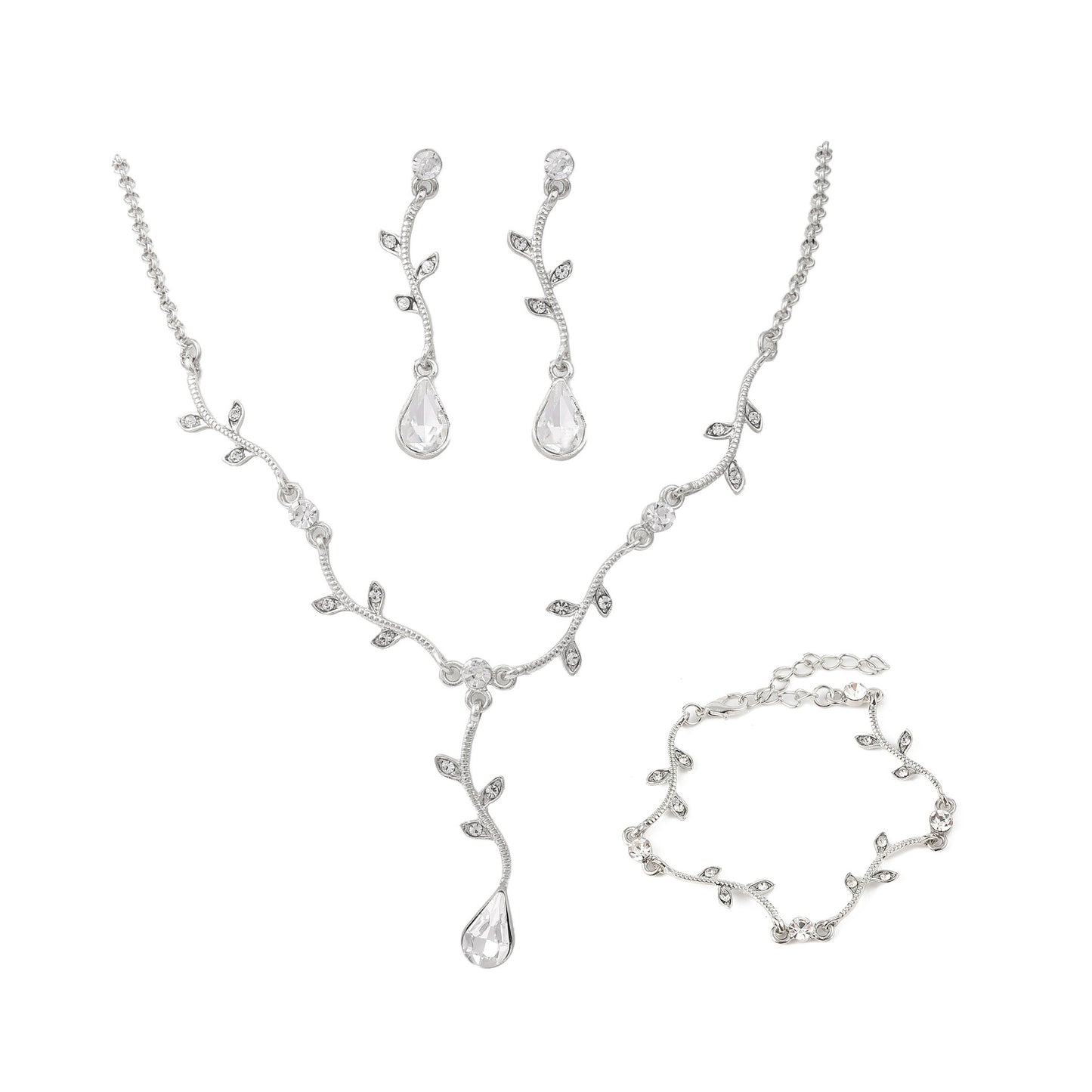 Minimalist Luxury Drop-Shaped Necklace Set with Alloy Chain and Rhinestone Pendant for Women