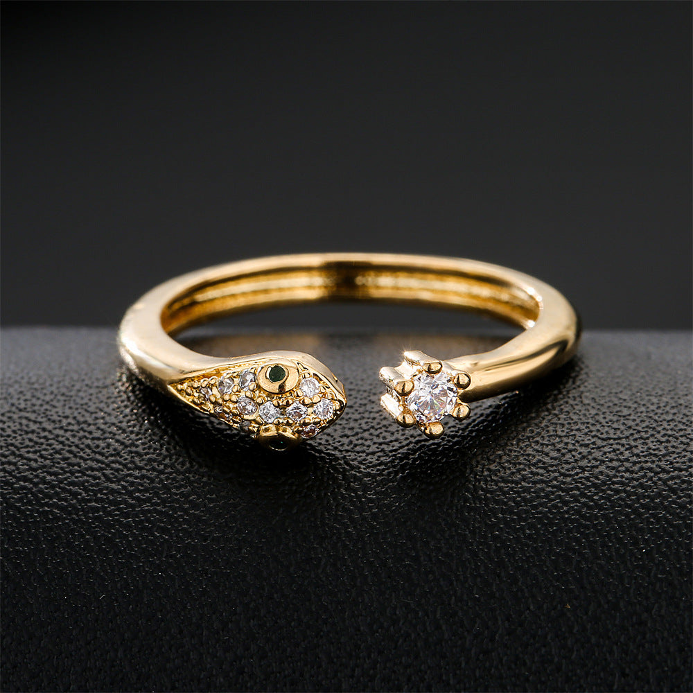 Minimalist Geometric Copper Ring with 18K Gold Plating and Micro-Paved Zirconia
