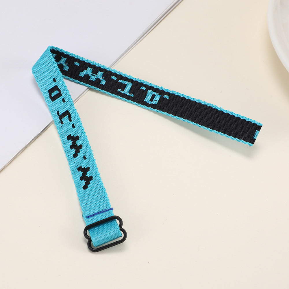 Sporty Unisex Adjustable Letter Woven Polyester Bracelet DIY Charm Bar