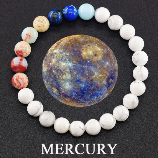 Elegant Natural Gemstone Round Beaded Bracelet Unisex Geometric Stretch Bangle Gift