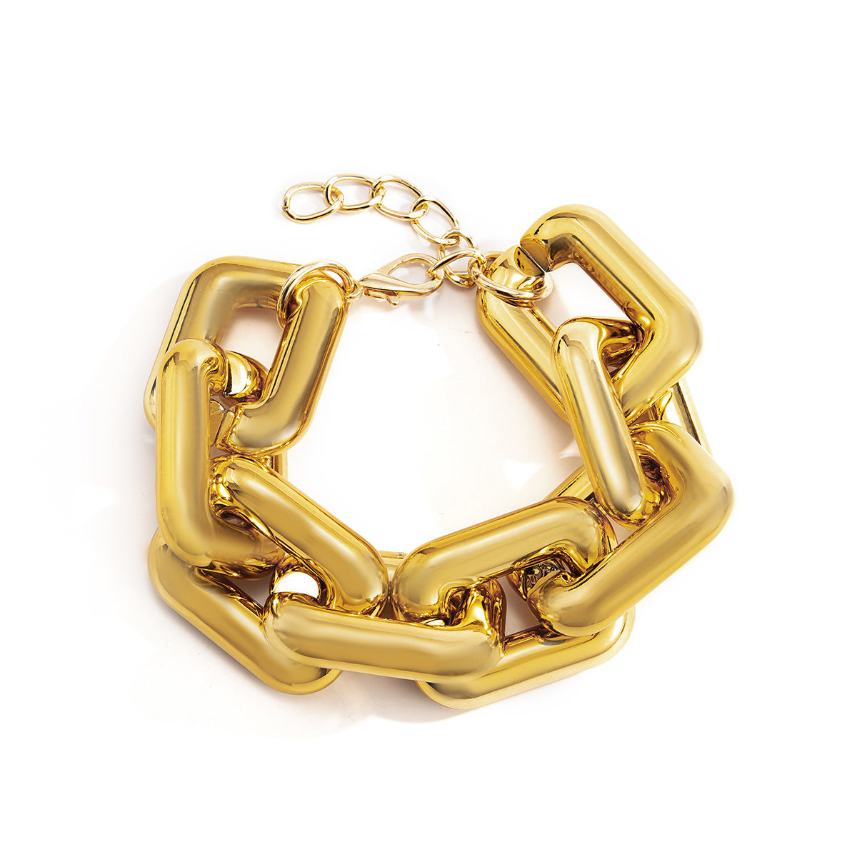 Minimalist Edgy Geometric Hollow Square Chunky Chain Bracelet for Women